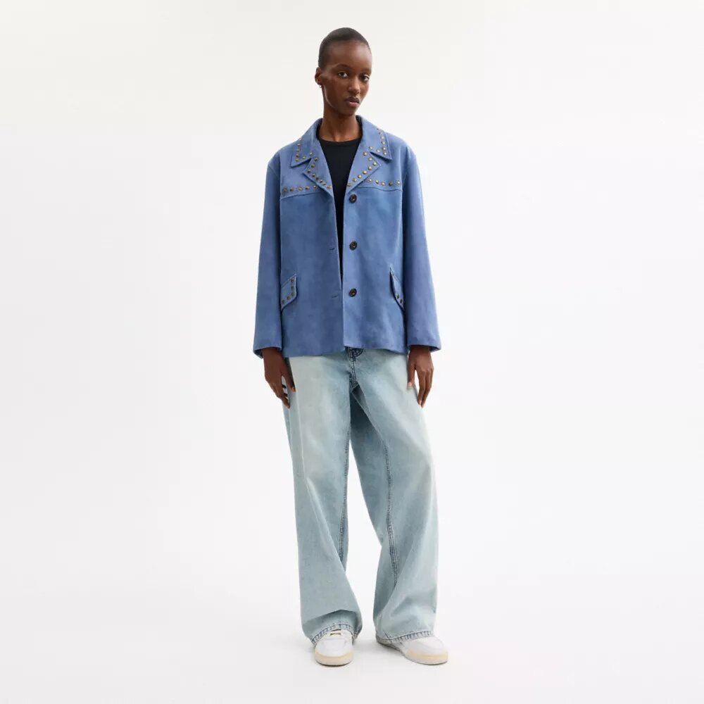 Suède jas met studs