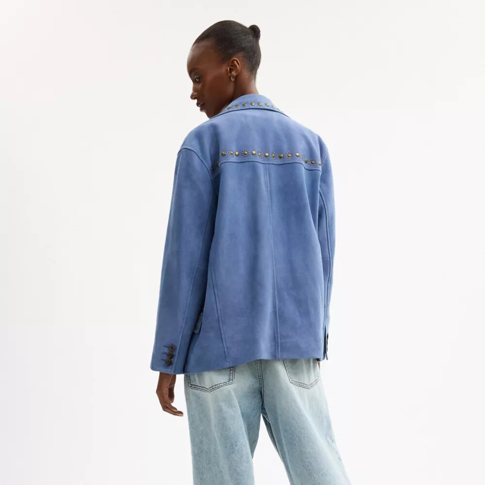 Suède jas met studs