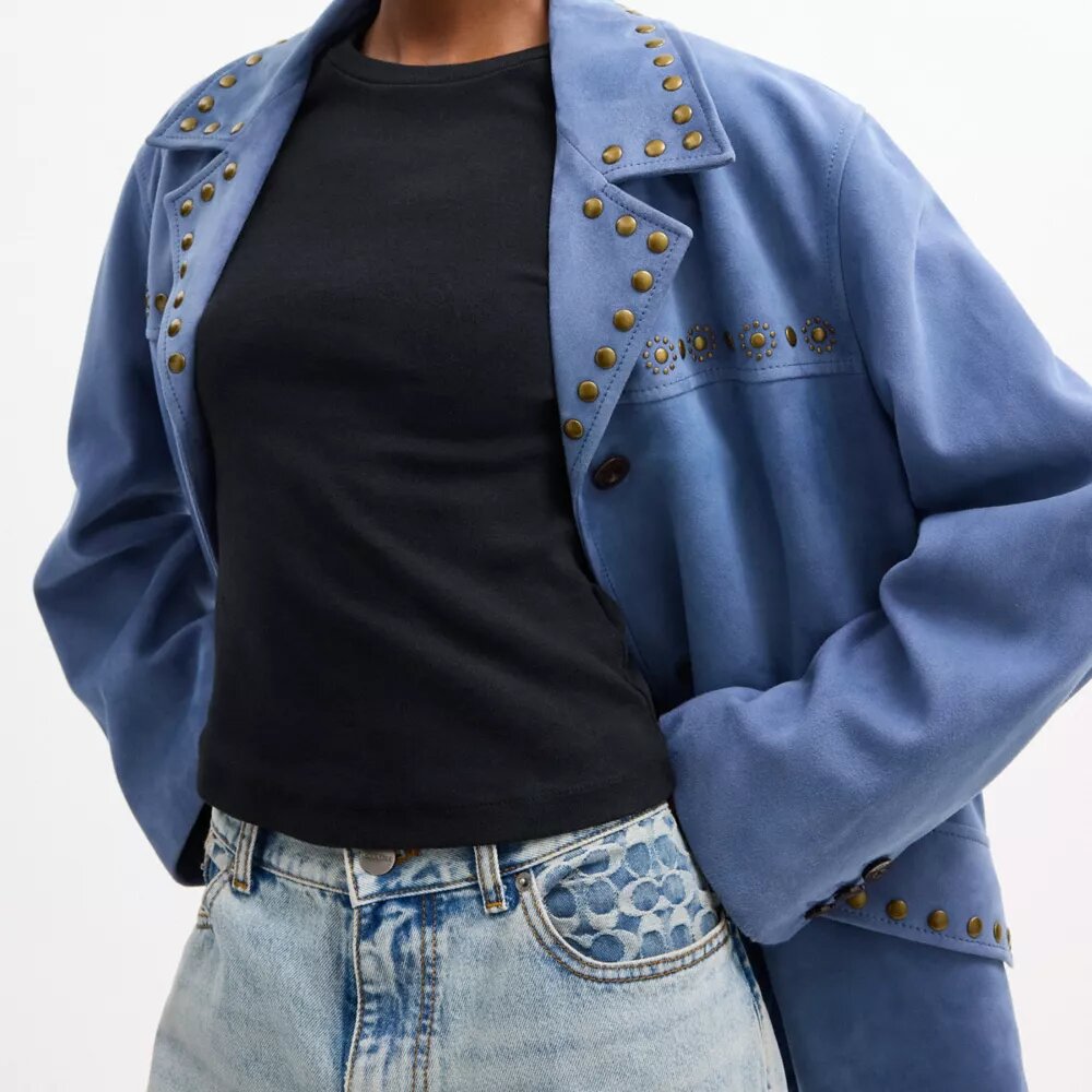 Suède jas met studs