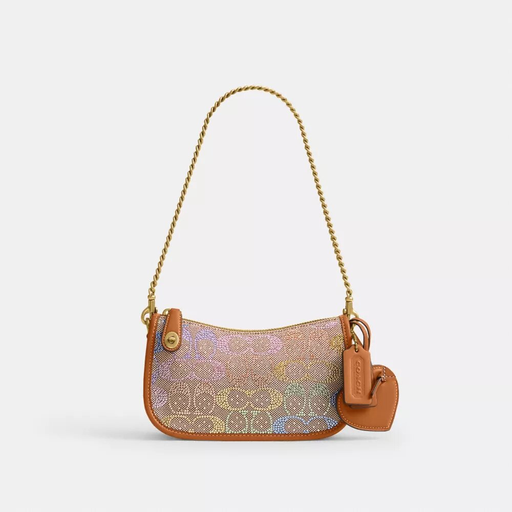 Swinger-tassen 20 met ketting in Crystal Signature-jacquard