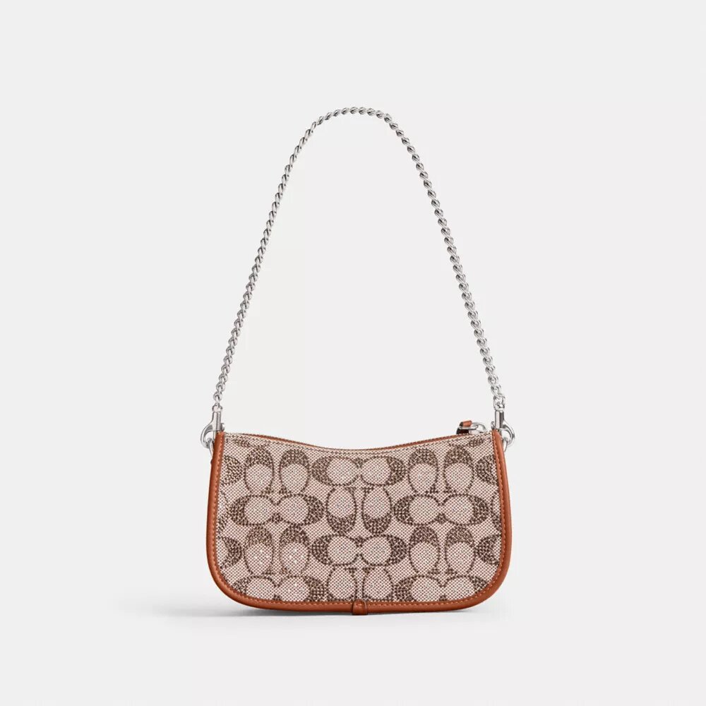 Swinger-tassen 20 met ketting in Crystal Signature-jacquard