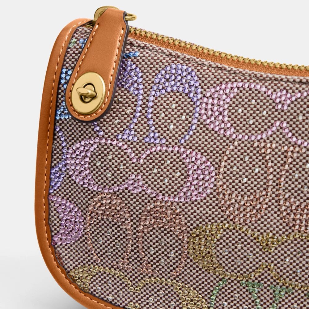 Swinger-tassen 20 met ketting in Crystal Signature-jacquard