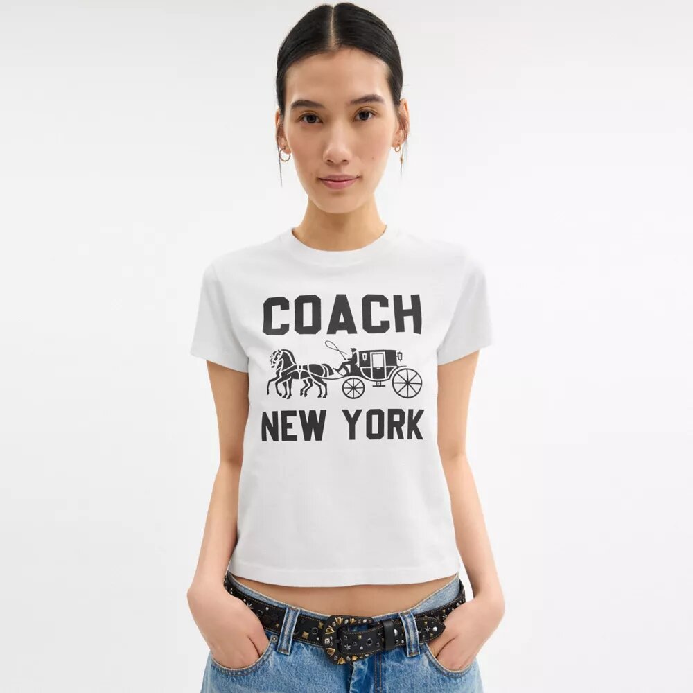 T-shirt met Horse and Carriage van biologisch katoen