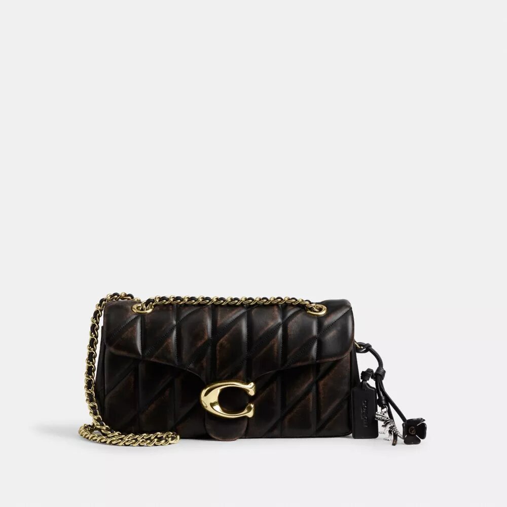 Tabby-schoudertas van 26 in ‘Loved Leather’ met doorgestikt patroon