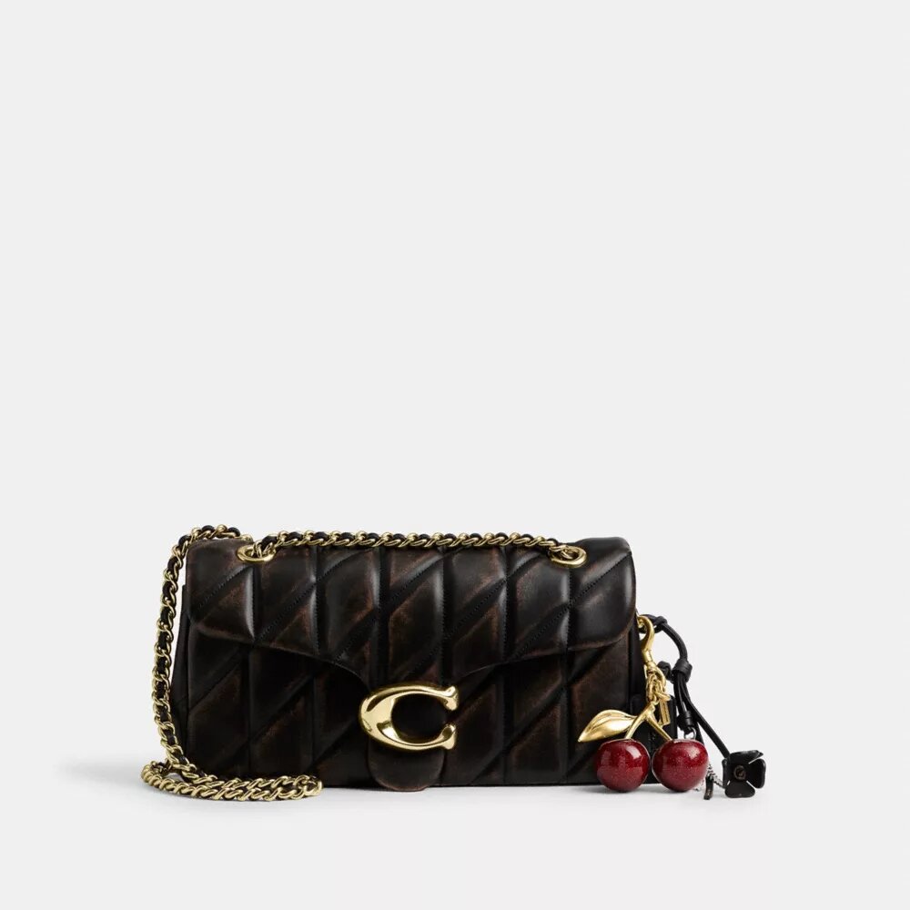 Tabby-schoudertas van 26 in ‘Loved Leather’ met doorgestikt patroon
