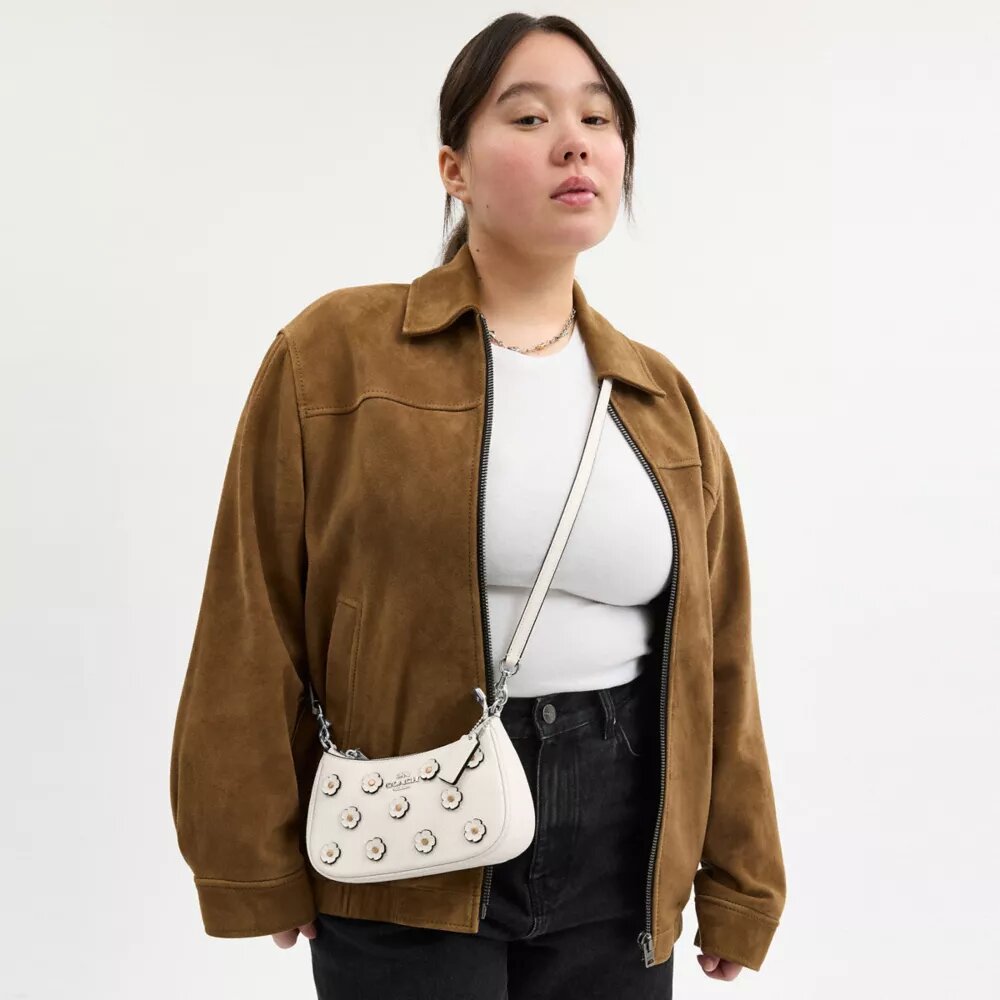 Teri Mini-crossbodytas met bloemenapplicatie