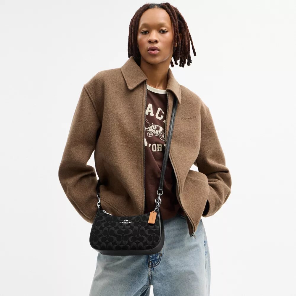 Teri-schoudertas in kenmerkend denim