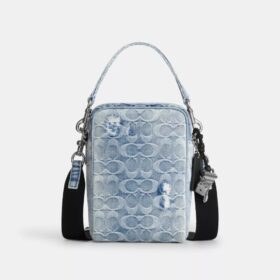 Tristan-crossbodytas 14 in geliefd Signature-denim met bedels