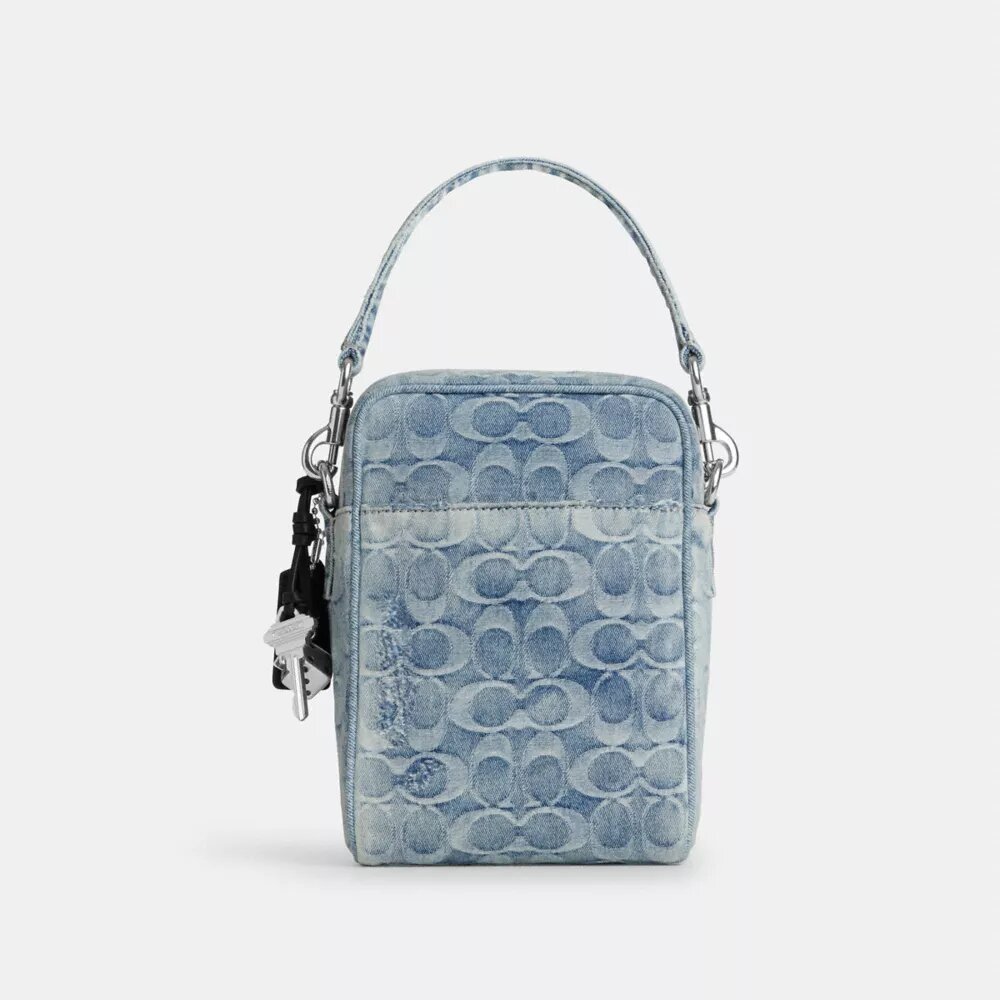 Tristan-crossbodytas 14 in geliefd Signature-denim met bedels