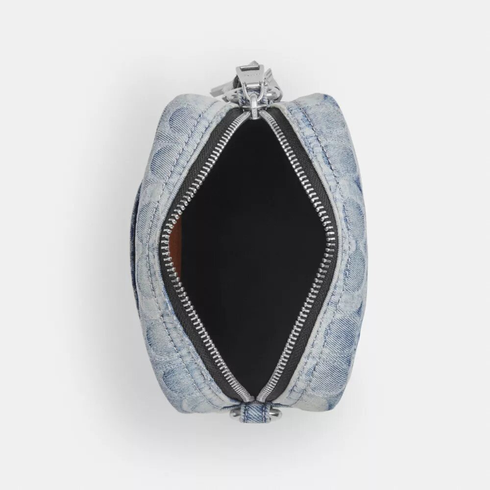 Tristan-crossbodytas 14 in geliefd Signature-denim met bedels