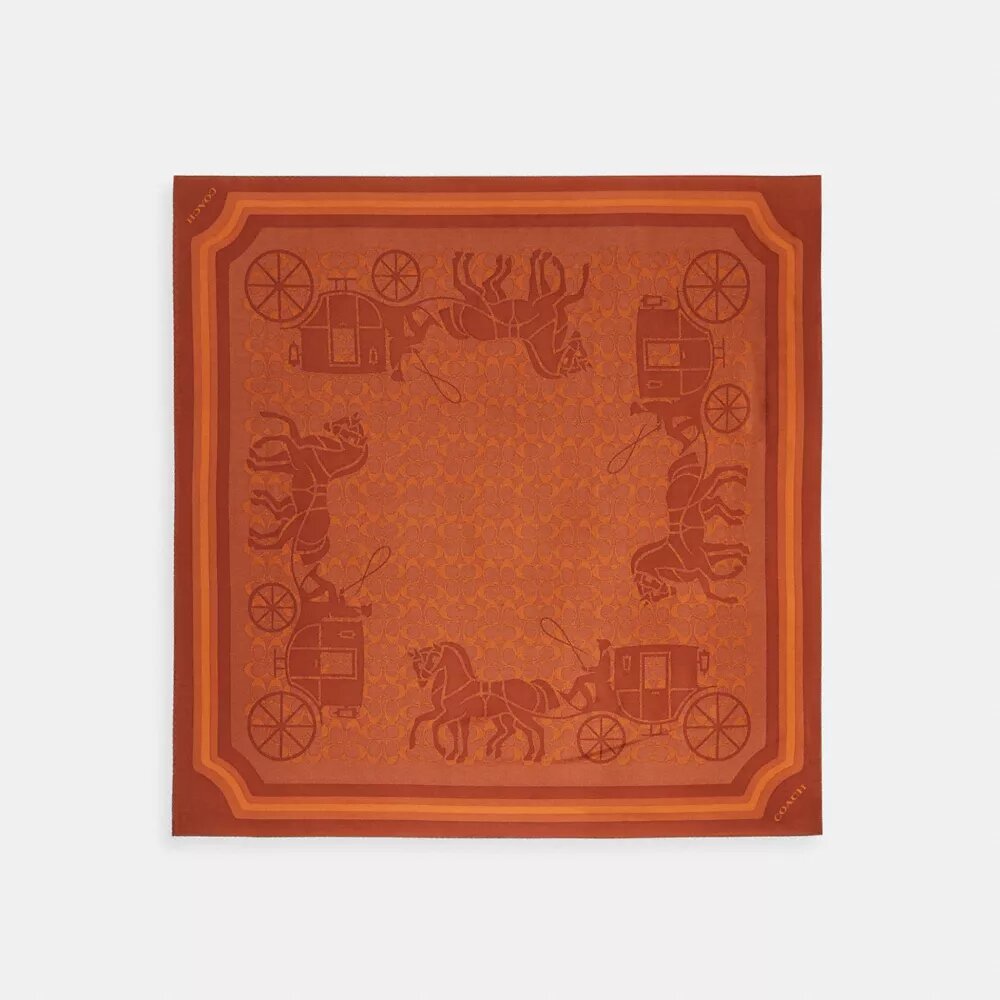 Zijden vierkante sjaal met kenmerkende Horse and Carriage-print