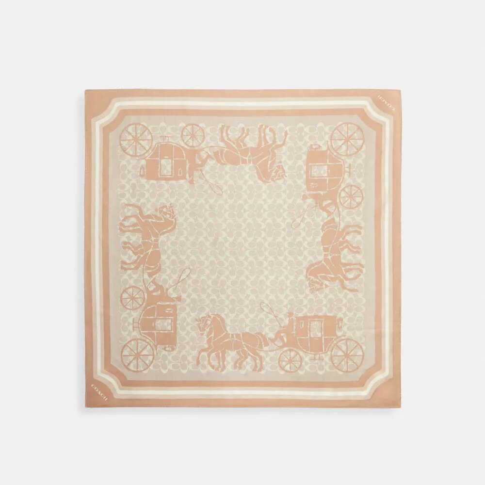 Zijden vierkante sjaal met kenmerkende Horse and Carriage-print