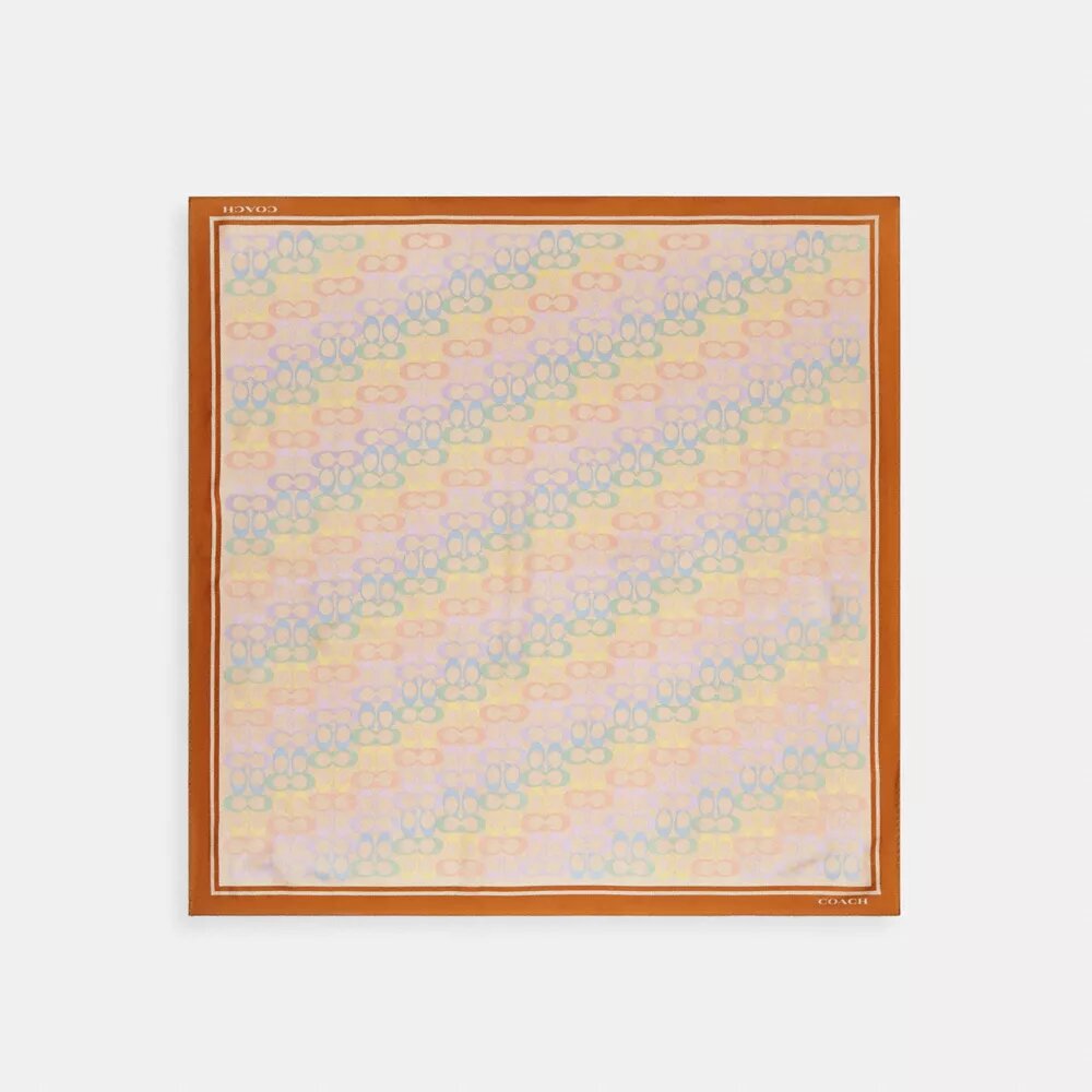 Zijden vierkante sjaal met kenmerkende regenboogprint