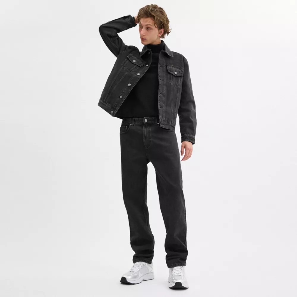 Zwarte tapered jeans van biologisch katoen