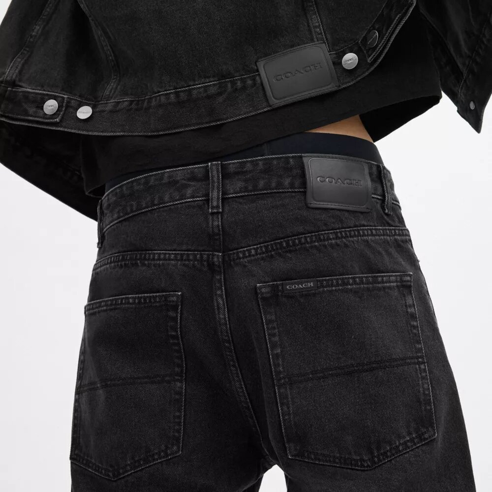 Zwarte tapered jeans van biologisch katoen